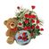 The Best Gift. A basket arrangement of red roses with greens, cute teddy bear and a box of finest cookies.. Minsk