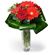 Carmen. A delicate and stylish arrangement of red gerberas and roses in a vase.. Minsk