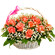 Poetry of feelings. Beautifully decorated basket of pink roses with assorted greens.. Minsk