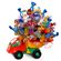 Cheerful lorry. Bouquet of candies decorated from a toy truck. Minsk