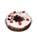 Biscuit cake with cherry. 5 red roses are delivered along with a cake.. Minsk